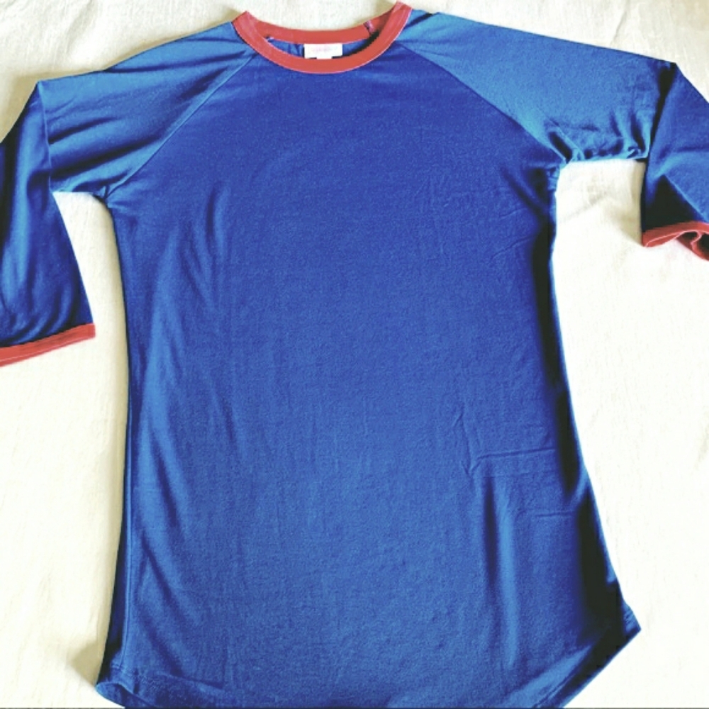 LULAROE Randy Blue Red Baseball Tee Top Dize XS